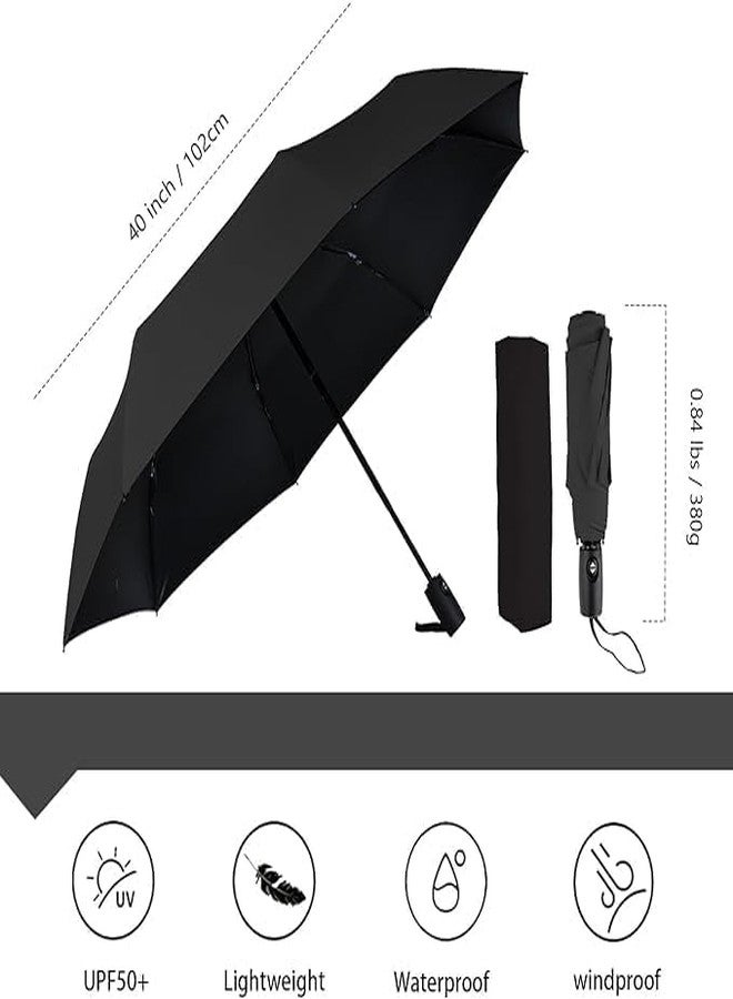Onward AUTO OPEN CLOSE UMBRELLA Automatic Rain Sun UV Protection Foldable Auto Open Close for Men & Women (Black) - Image 3