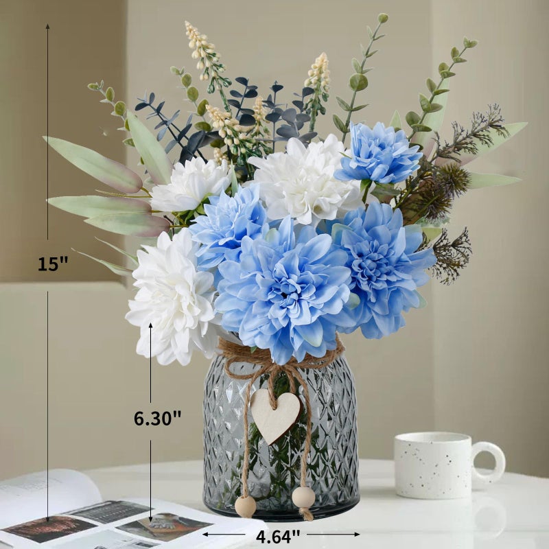 Leftover Fake Flowers in Vase,Faux Flowers in Vase,Table Centerpieces for Dining Room,Flower Centerpieces for Tables,Artificial Flowers,Kitchen Decor,Coffee Table Decor - Image 3