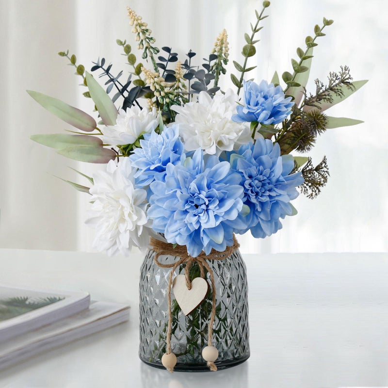 Leftover Fake Flowers in Vase,Faux Flowers in Vase,Table Centerpieces for Dining Room,Flower Centerpieces for Tables,Artificial Flowers,Kitchen Decor,Coffee Table Decor - Image 1