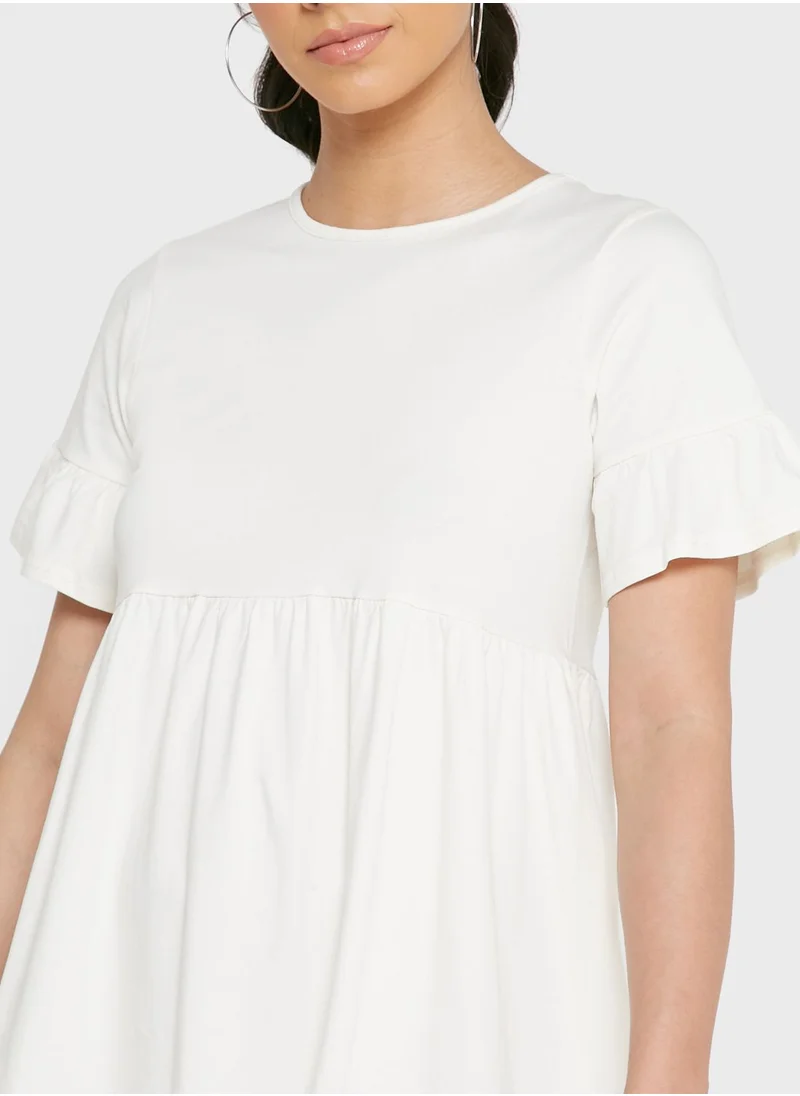 boohoo Ruffle Detail Pleated Dress