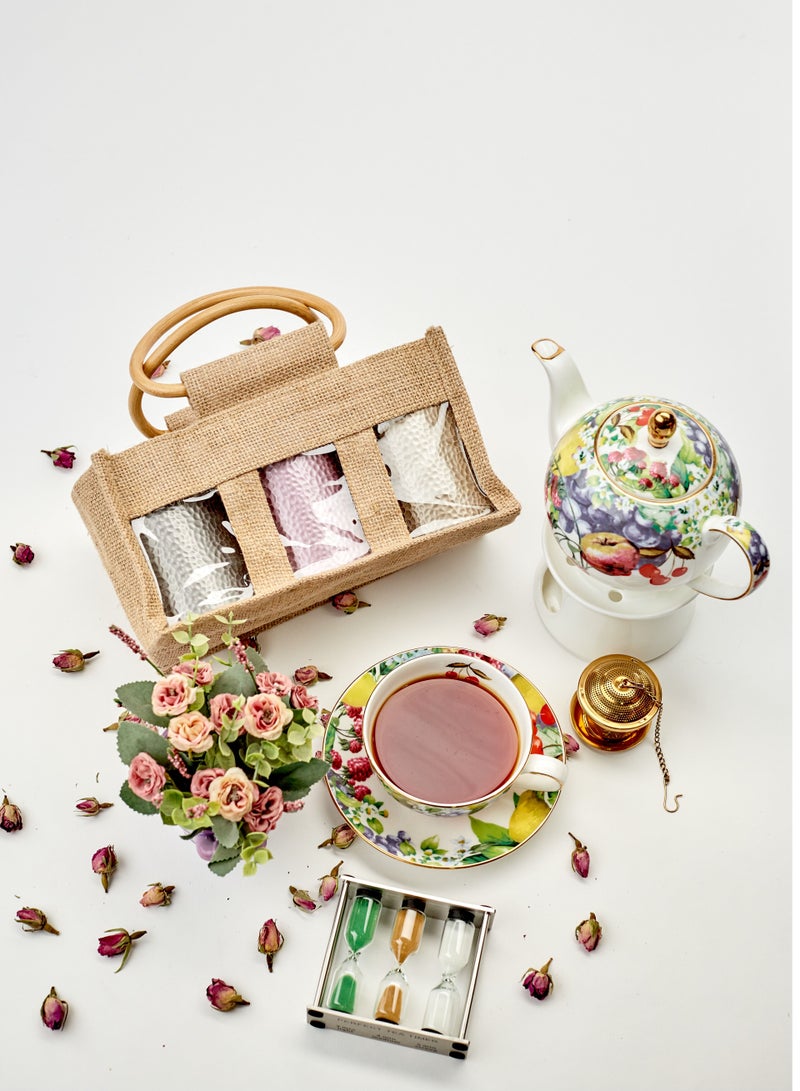 Tealand Dishwasher Safe Serving Fruits Teapot W/Gold Rim With Removable Lid Beverage Server ware (0.6L) - Image 4