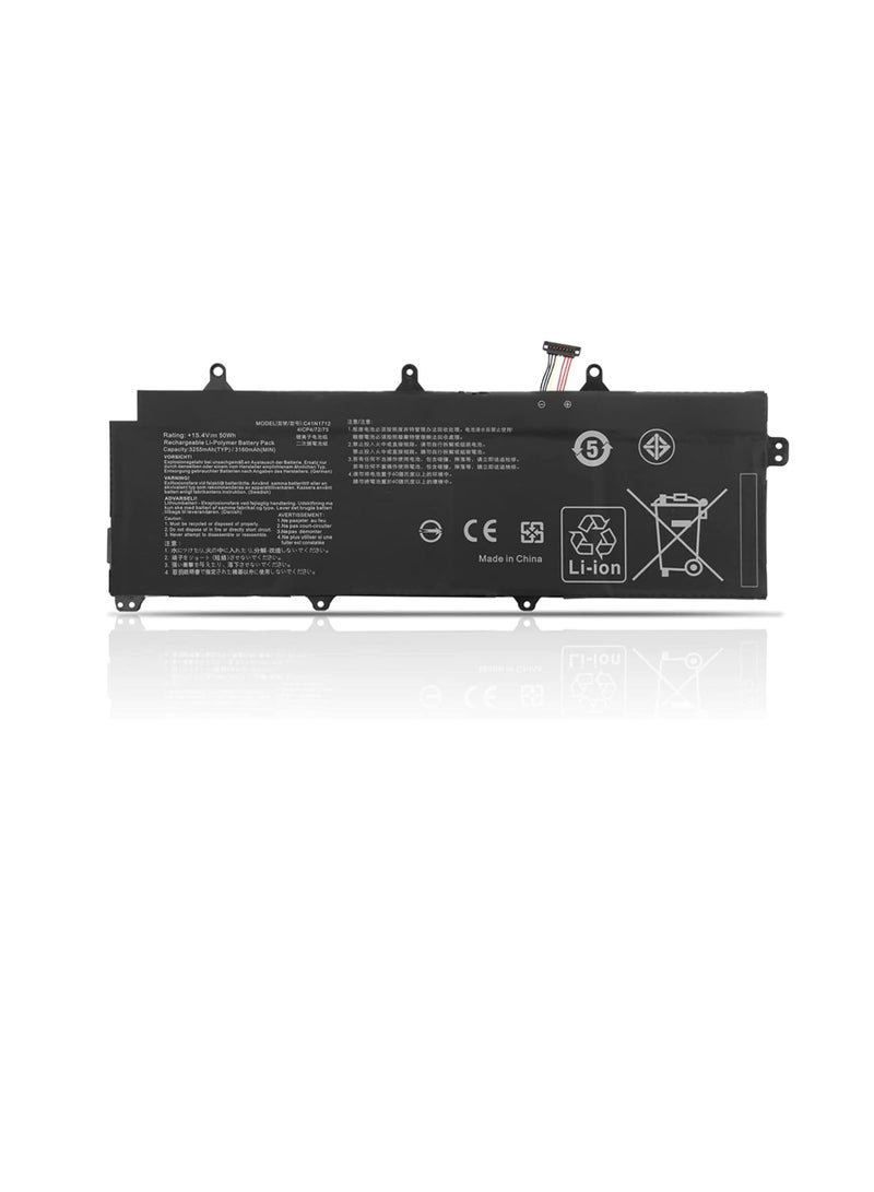 Terabyte بطارية لابتوب 15.4 فولت 50 واط ساعة C41N1712 متوافقة مع ASUS ROG Zephyrus GX501 GX501GI GX501G GX501GM GX501GS GX501V GX501VI GX501VS-XS71 سلسلة 0B200-02380100 0B200-02380100 00-02 380200 - Image 1