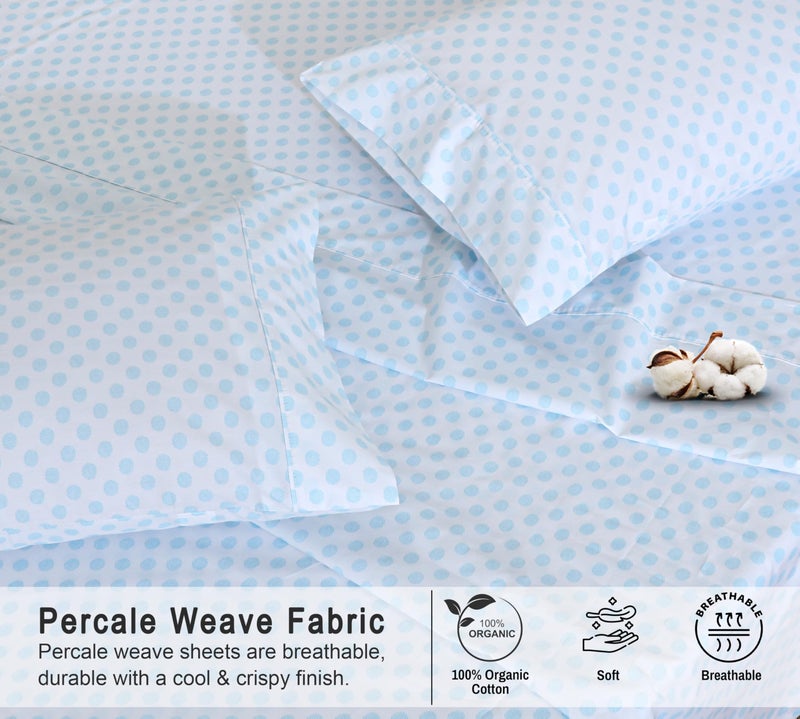 RUVANTI 100% Organic Cotton Sheets Queen Size, Percale Weave, GOTS Certified, 4-Piece Set, Deep Pocket 15", Crisp & Breathable, Soft Durable Bedding, SÃ¡banas AlgodÃ³n OrgÃ¡nico â€“ Circle Imprint - Image 4