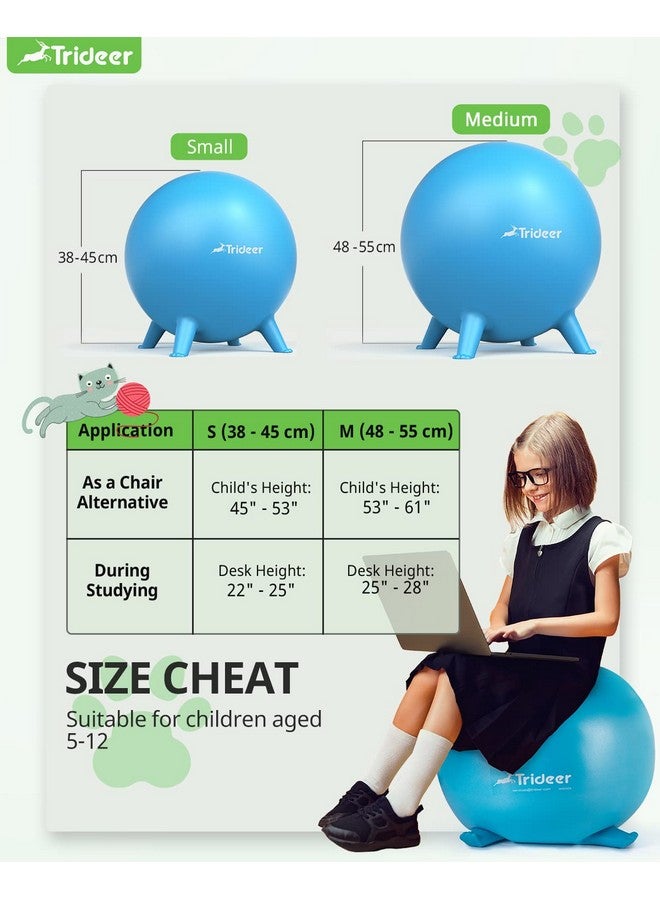 Trideer Trideer Flexible Seating for Classroom Elementary, Yoga Ball Chairs for Kids, Wobble Chair of School Supplies for Sensory Kids, Student Desk Chairs for Homeschool (Blue, 55cm)  - Image 5