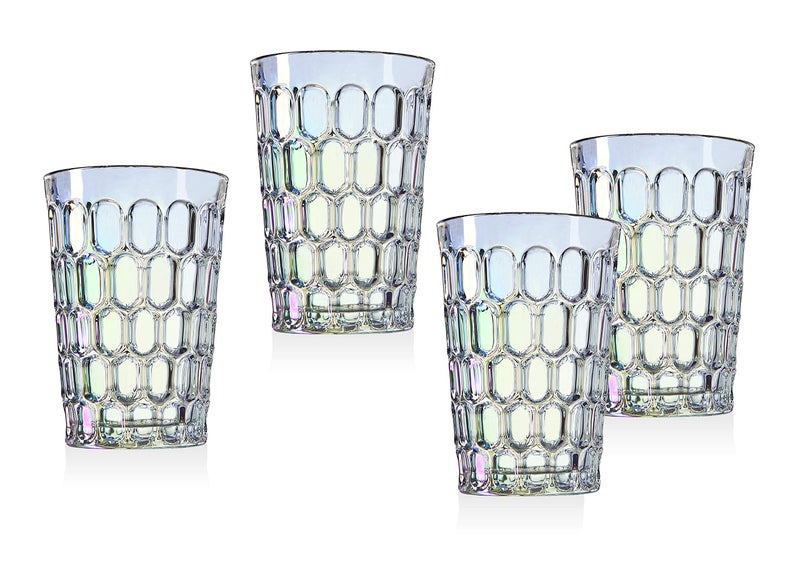 Godinger Godinger Tumbler Glasses Beverage Glasses Drinking Glasses Rainbow Iridescent  12 oz  Set of 4 