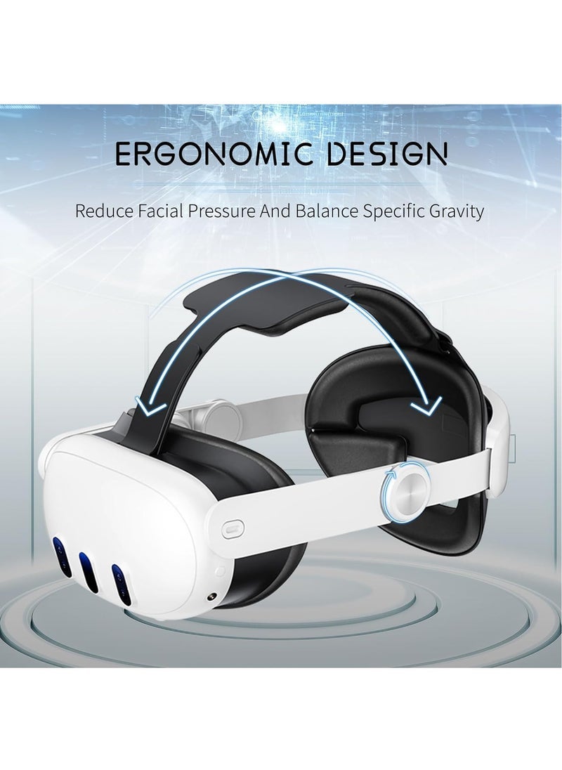 حزام الرأس لـ Oculus Quest 3، عصابة رأس هالة 3 في 1 قابلة للتعديل، بديل لحزام النخبة، راحة معززة وملحقات الواقع الافتراضي لغمر الألعاب المتوافقة مع Oculus/Meta Quest 3 - Image 5