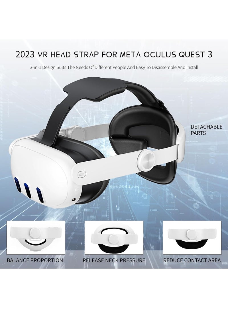 حزام الرأس لـ Oculus Quest 3، عصابة رأس هالة 3 في 1 قابلة للتعديل، بديل لحزام النخبة، راحة معززة وملحقات الواقع الافتراضي لغمر الألعاب المتوافقة مع Oculus/Meta Quest 3 - Image 2