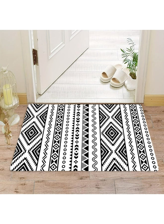 Polyester Area Rug, Black and White Aztec Geometric Pattern, Non-Slip, Indoor/Outdoor - Image 5