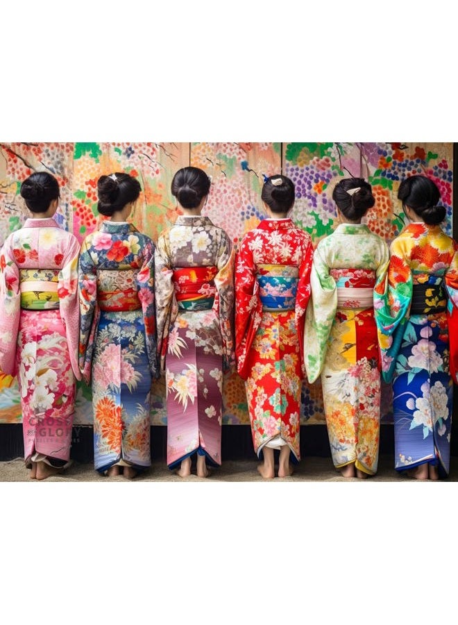 Cross & Glory Elegant Kimono Beauties Jigsaw Puzzle - 1000 Piece Artistic Puzzle - Best Adult Jigsaw Puzzles - Vibrant Colors, Cultural Art, Premium Quality - Brain Exercise and Home Decor - Image 1