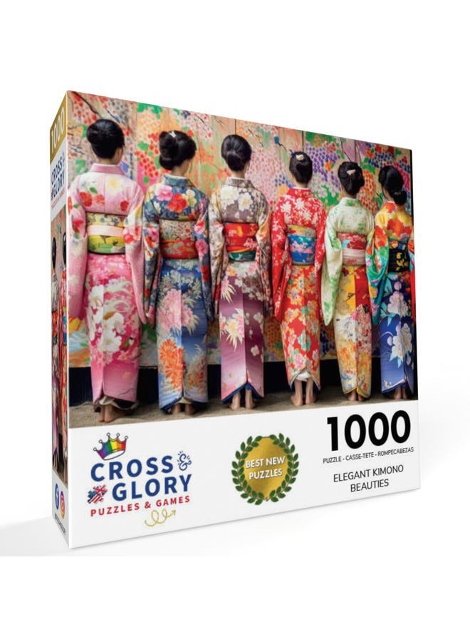 Cross & Glory Elegant Kimono Beauties Jigsaw Puzzle - 1000 Piece Artistic Puzzle - Best Adult Jigsaw Puzzles - Vibrant Colors, Cultural Art, Premium Quality - Brain Exercise and Home Decor - Image 2
