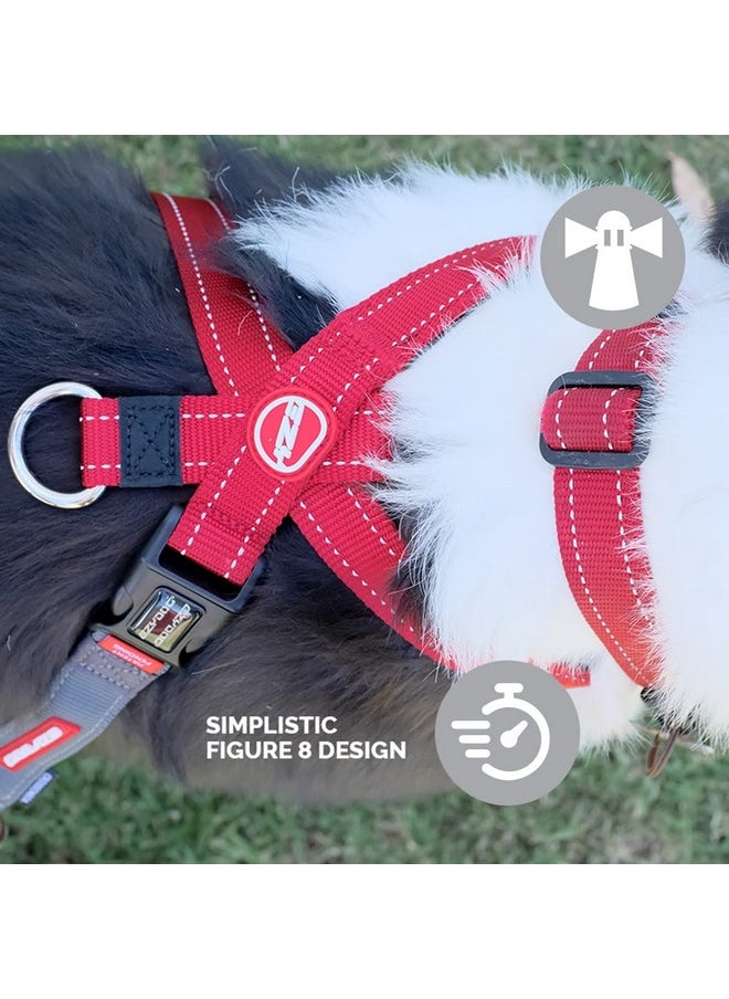 EzyDog Crosscheck No Pull Dog Training Harness - 2-in-1 Escape Proof Reflective Dog Harness for Easy Controlled Walks (XL, Red)