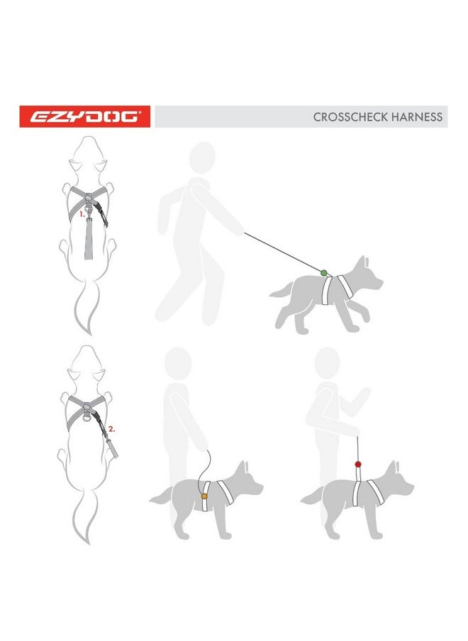 EzyDog Crosscheck No Pull Dog Training Harness - 2-in-1 Escape Proof Reflective Dog Harness for Easy Controlled Walks (XL, Red)
