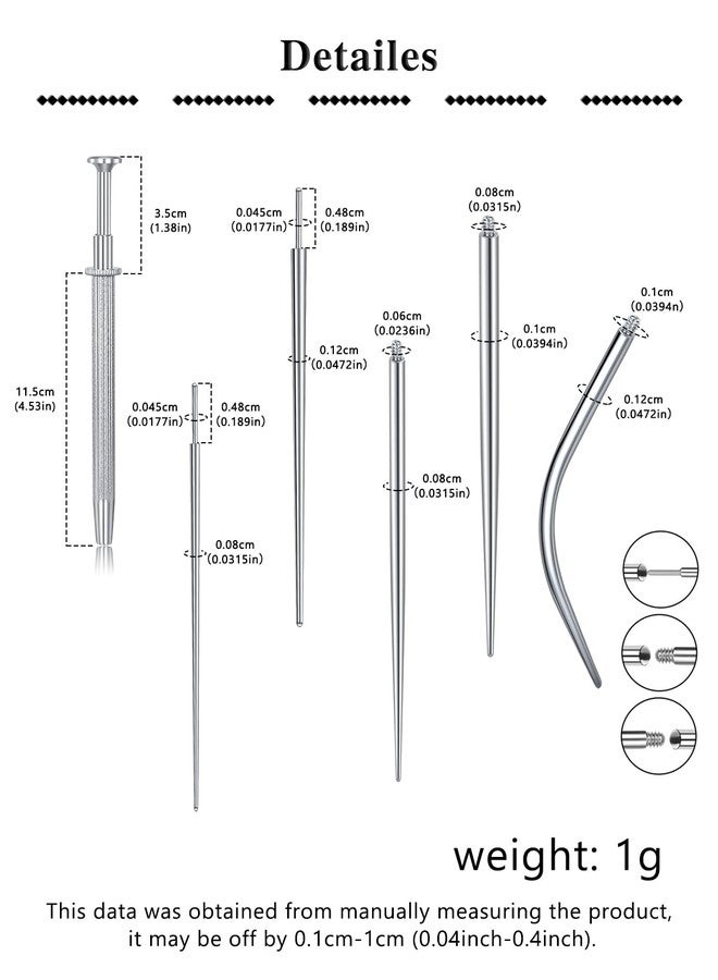 MODRSA 20g 16g 18g Piercing Taper Internal Threaded Piercing Taper Insertion Threader Tool Threadless Jewelry Changing Tool Flat Back Earring Nose Labret Studs Applicator Piercing Ball Grabber Tools - Image 2