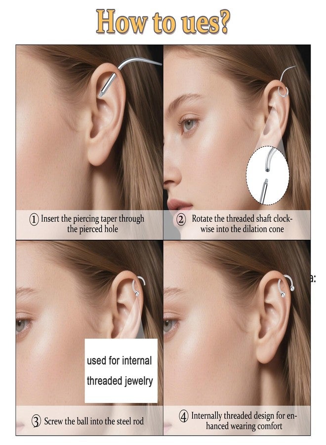 MODRSA 20g 16g 18g Piercing Taper Internal Threaded Piercing Taper Insertion Threader Tool Threadless Jewelry Changing Tool Flat Back Earring Nose Labret Studs Applicator Piercing Ball Grabber Tools - Image 3