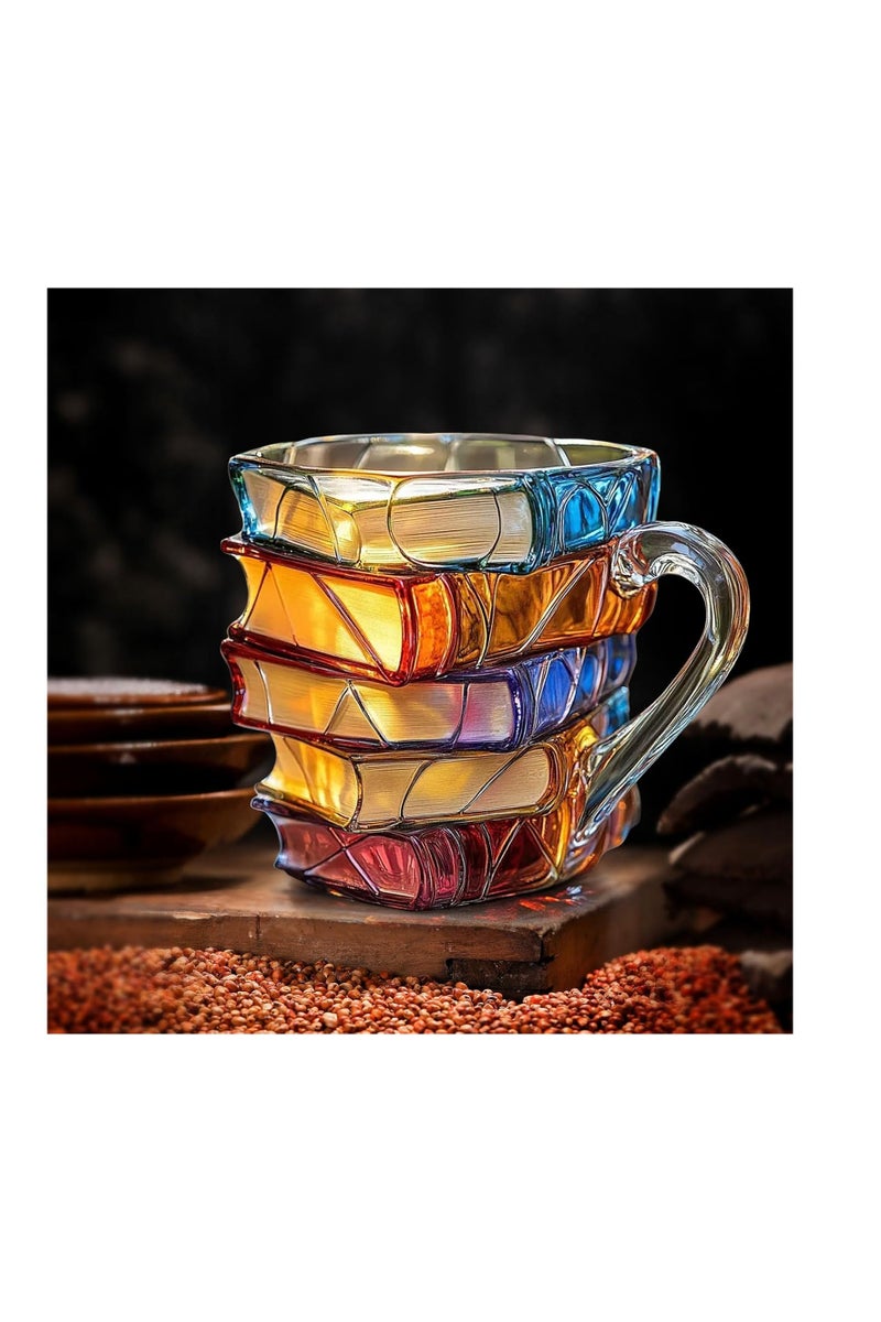 عام كوب كتاب مطلي ، جدادي ثلاثية الأبعاد كتب الكتب القهوة ، الكتب الفريدة من نوعها راتنجات راتنجات ملونة كومة القهوة ، هدايا جمع لأمناء المكتبات محبي الأدب - Image 4