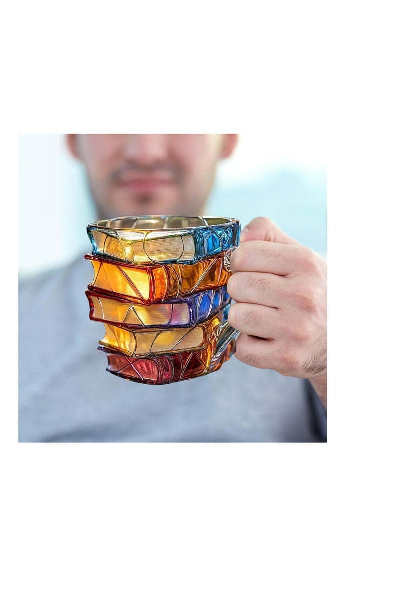 عام كوب كتاب مطلي ، جدادي ثلاثية الأبعاد كتب الكتب القهوة ، الكتب الفريدة من نوعها راتنجات راتنجات ملونة كومة القهوة ، هدايا جمع لأمناء المكتبات محبي الأدب - Image 5