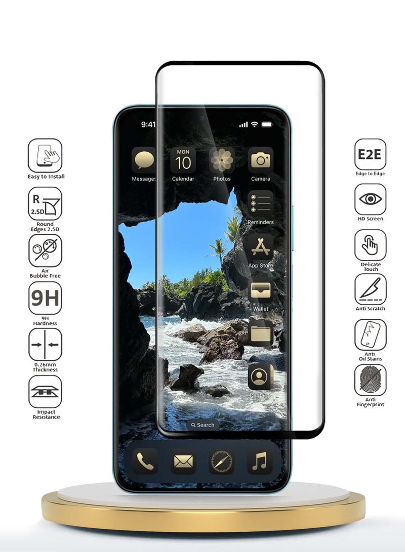 Wtech Honor Magic7 5G 2024 Premium Edge-Pro Series Full Glue Full Cover Tempered Glass Screen Protector - Clear/Black - Image 2