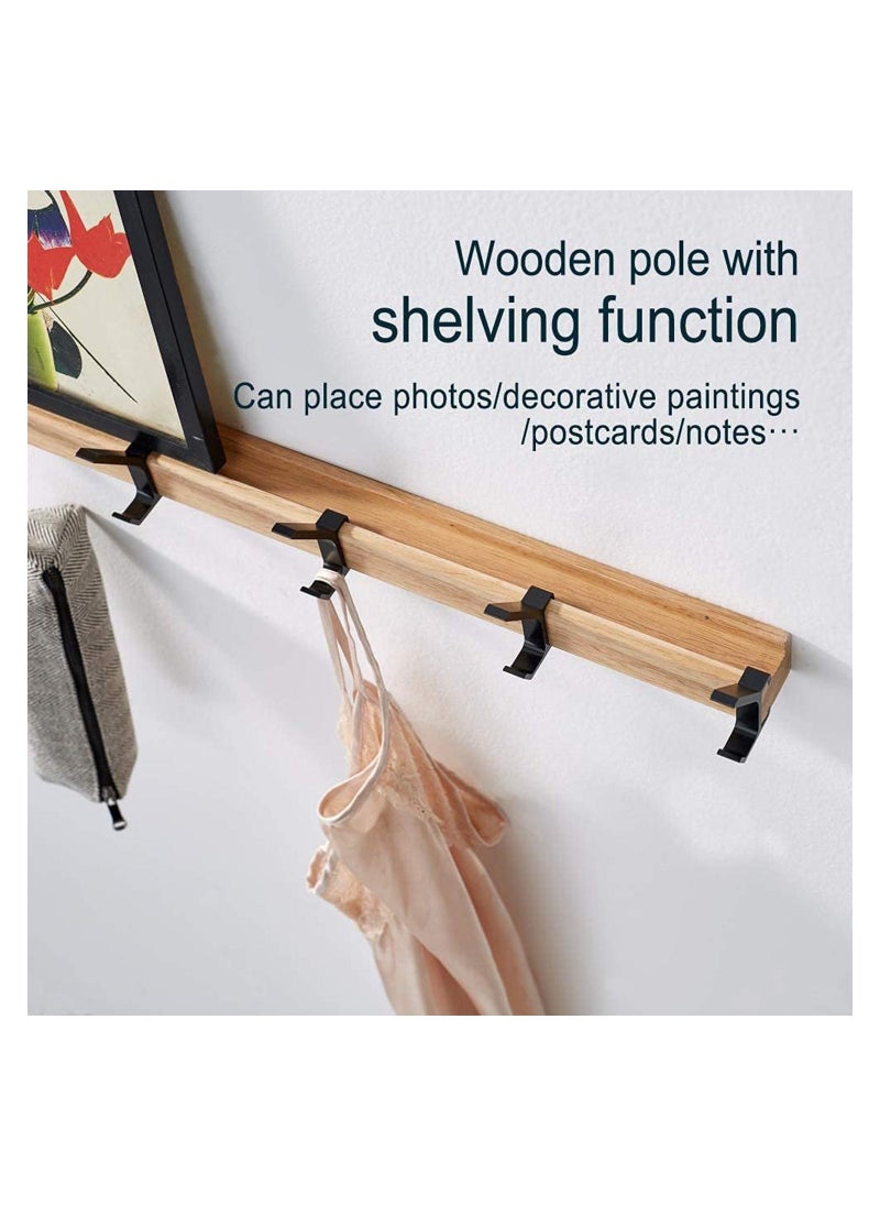Coat Hook Rail Wall Mounted Coat Rack-5 Double Hook, 15 Inch Aluminum, Metal for Coat Hat Towel Robes, Wooden Wall Hooks for Hanging Coat Hooks Hat Rack Towel Hooks Coat Hanger(Black 1PCS)  - Image 4