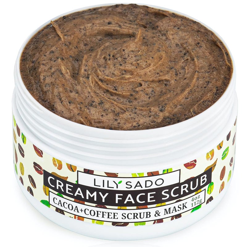 lily sado LILY SADO LILY SADO Cocoa  Coffee Creamy Face Scrub  Best Exfoliating VEGAN Facial Cleanser for Women  Men  Natural Face Wash Exfoliates  Energizes Skin Treats Acne  Reduces Pore Size  4 oz