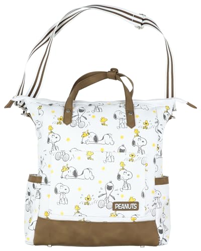 INTIMO Peanuts Convertible Totepack Snoopy and Woodstock Backpack with Carrying Handles and Shoulder Strap Faux Leather Bottom Bag - Image 1