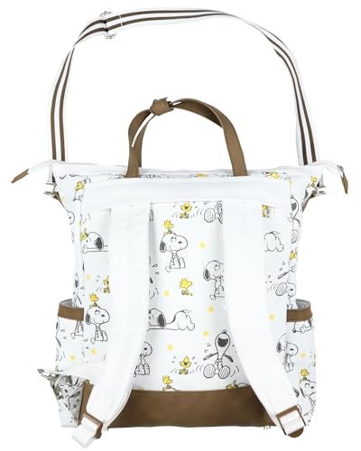 INTIMO Peanuts Convertible Totepack Snoopy and Woodstock Backpack with Carrying Handles and Shoulder Strap Faux Leather Bottom Bag - Image 5
