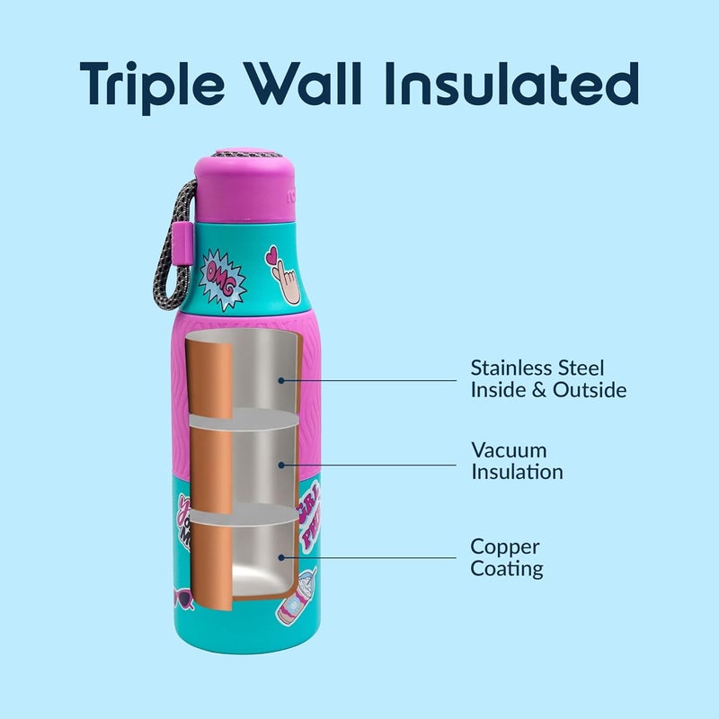 Rabitat ZAPPY Premium Vaccum Insulated Water Bottle 700ml Aqua Star | Hot & Cold Stainless Steel Leakproof Water Bottle for Kids | Sipper for Kids | BPA Free | Rust Proof | ISI Certifed - Image 5