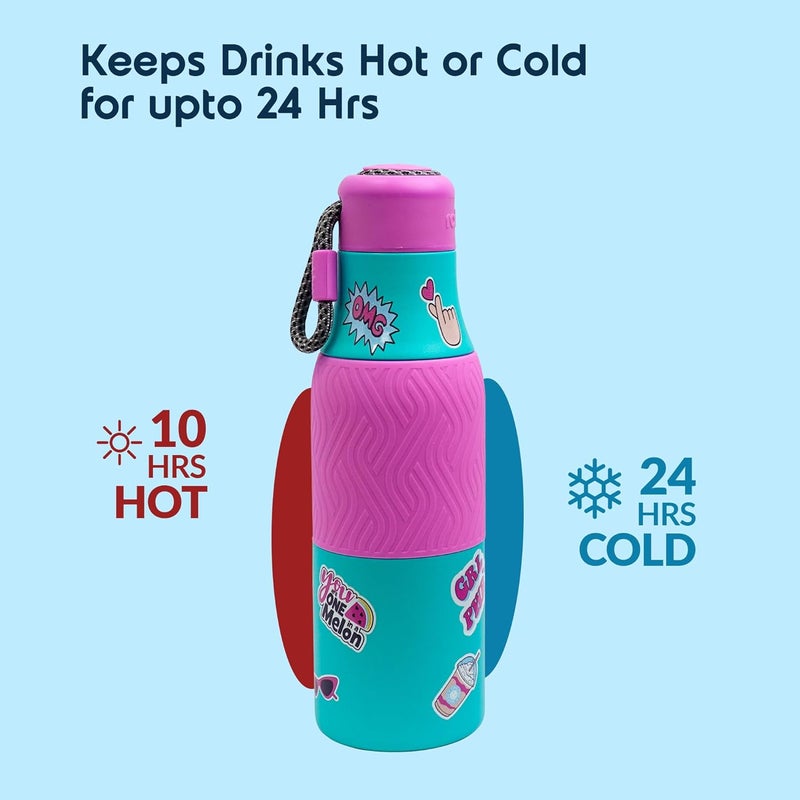 Rabitat ZAPPY Premium Vaccum Insulated Water Bottle 700ml Aqua Star | Hot & Cold Stainless Steel Leakproof Water Bottle for Kids | Sipper for Kids | BPA Free | Rust Proof | ISI Certifed - Image 4