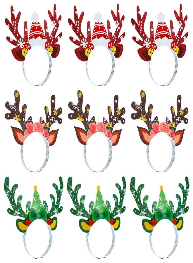 BESTOYARD 9Pcs Christmas Antler Headbands for Kids and Adults - Reindeer Hair Accessories for Holiday Parties Festive Decorations and Family Gatherings - Image 1