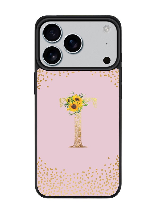 Stylizedd iPhone 17 Pro Case, [Compatible with MagSafe] Slim Magnetic cover Phone Case iPhone 17 Pro -Custom Floral Monogram - T  (Pink ) - Image 1