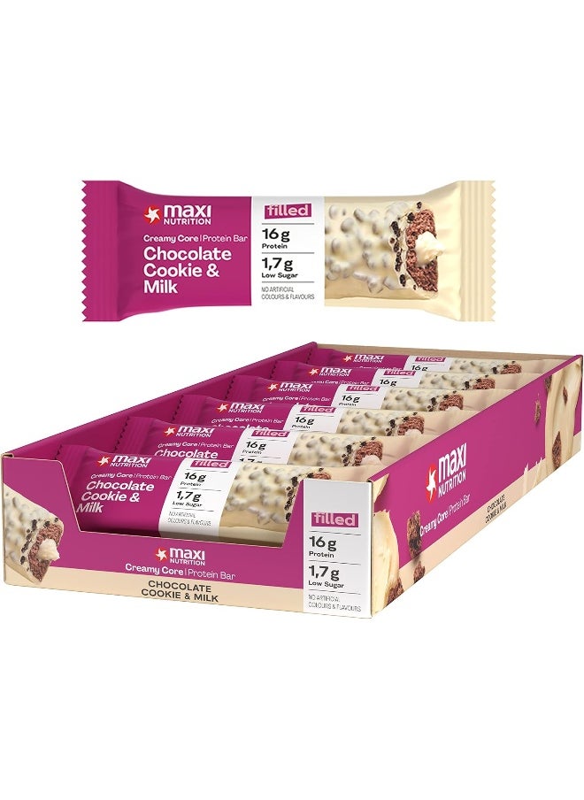 Maxi Nutrition - Chocolate Cookie And Milk Creamy Core Protein Bar 16G Protein Low Sugar Healthy Snack 12 Pcs 45Gms - Image 1