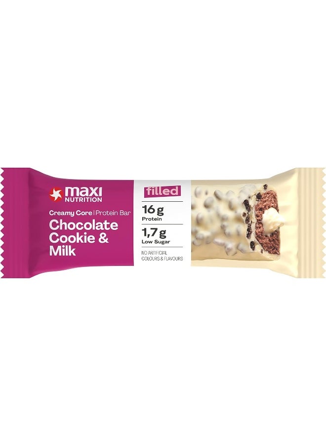 Maxi Nutrition - Chocolate Cookie And Milk Creamy Core Protein Bar 16G Protein Low Sugar Healthy Snack 12 Pcs 45Gms - Image 1
