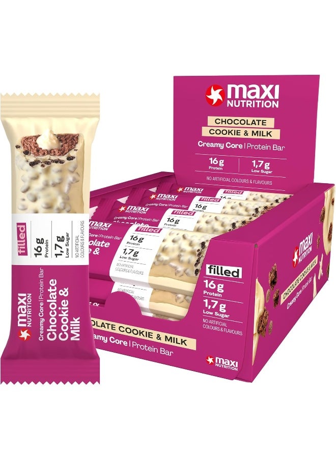 Maxi Nutrition - Chocolate Cookie And Milk Creamy Core Protein Bar 16G Protein Low Sugar Healthy Snack 12 Pcs 45Gms - Image 1