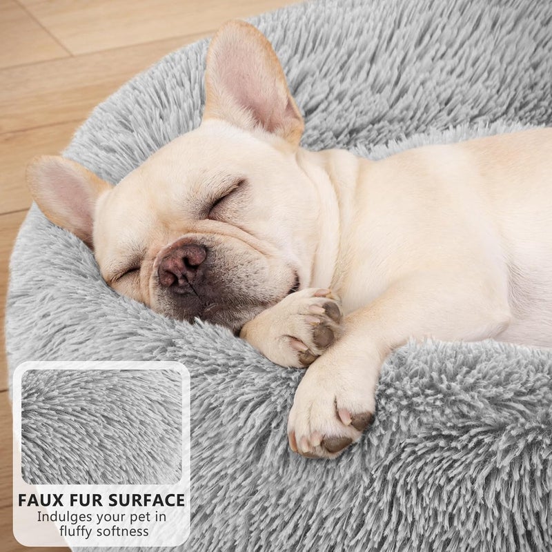 MIXJOY Orthopedic Dog Bed Comfortable Donut Cuddler Round Pet Beds Ultra Soft Washable Dog and Cat Cushion Bed (20''/23''/30'') (30'', Grey) - Image 3