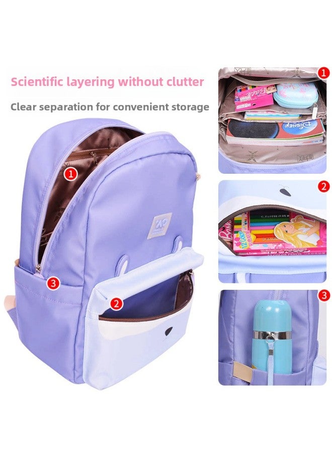 Primary School Students' Fashion Schoolbag 2345 Grade 6 Children's Backpack Girls' Large Capacity Lightweight Backpack Trendy Edition-Color:AL0008 Light Blue - Image 3