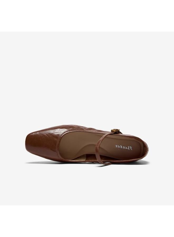 Bata Sheepskin Mary Jane Shallow Women's Spring Retro Elegant Flats 7091aaq5 36 Brown - High Heel - Image 3