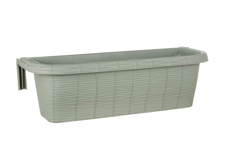 Apollo Exports International AP-30310 24" Adjustable Railing Planter, Ratan Look, Green - Image 1