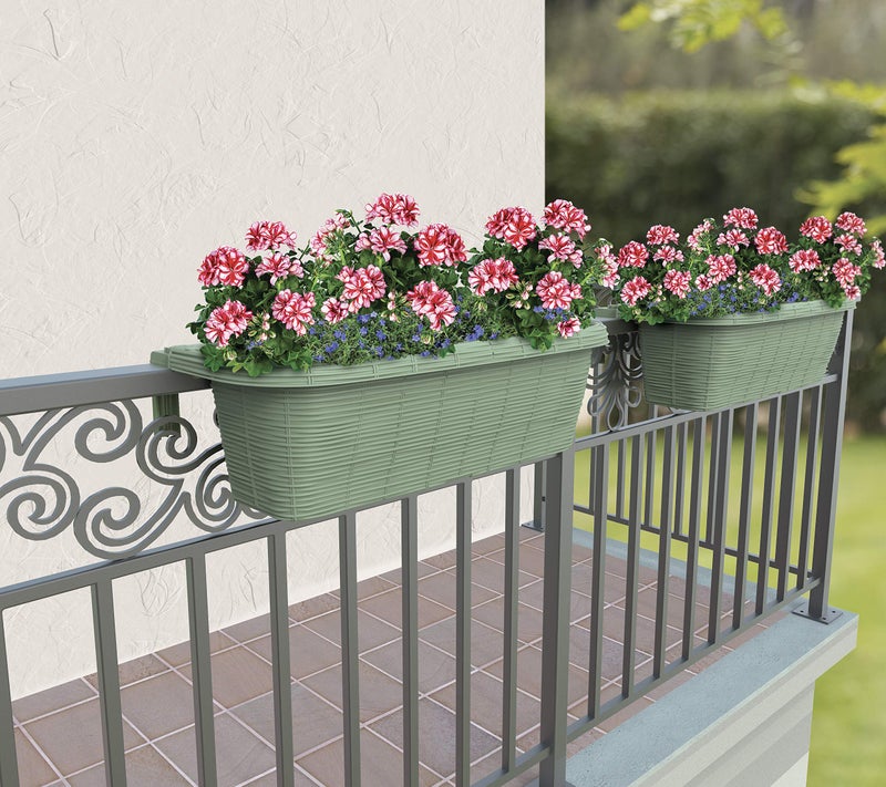 Apollo Exports International AP-30310 24" Adjustable Railing Planter, Ratan Look, Green - Image 3