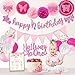Hombae Half Birthday Decorations Baby Girl Hombae 12 Birthday Decorations Supplies 6 Months Birthday Decorations Pink Rose Gold Glitter Half Birthday Banner with Triangle Flag Banner 12 Birthday Hat - Image 3