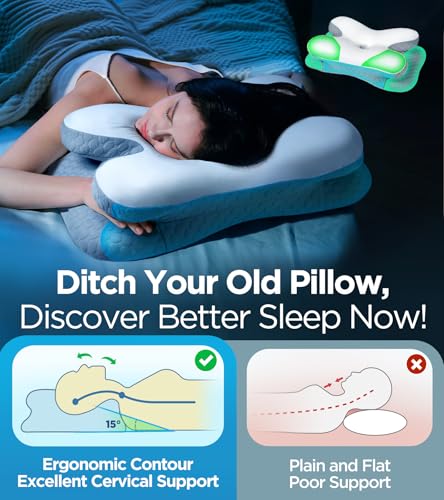 Osteo Enjoy Pain Relief Sleeping Cervical Neck Pillow, Ergonomic Contour Zoned Fits Side Sleeper, Non-Temperature Affected Memory Foam Pillows, Q-max Cooling Pillow Support Back Stomach Sleepers - Image 4