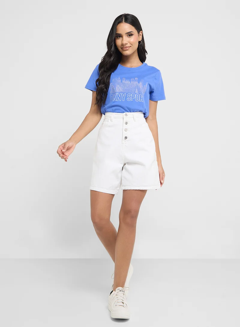 دي كاي أن واي سبورت Crew Neck Logo Printed T-Shirts