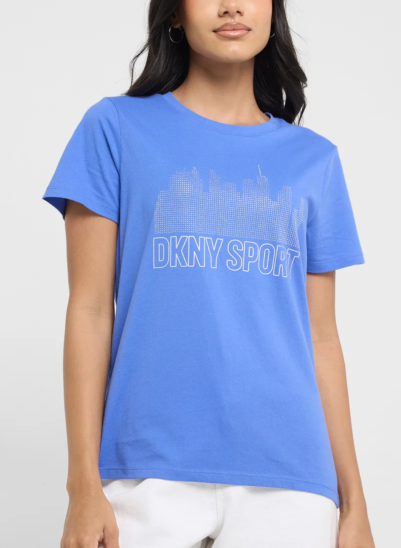 دي كاي أن واي سبورت Crew Neck Logo Printed T-Shirts