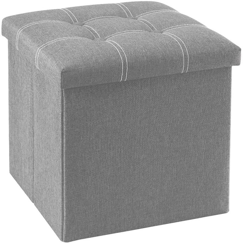 Vichaxan Ottoman Bench for Coffee Living Room LaundryFoldable Storage Boxes Footrest Step Stool Padded Seat for Dorm Living Room Line Fabric BeigeGrey - Image 1