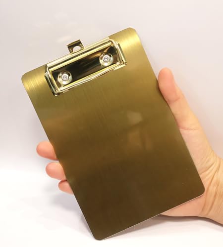 Banjiang 4×6 Stainless Steel Magnetic Clipboards,Small Gold Clipboard A6 Size,Metal Clip Board with Low Profile Clip (4.3"x6.5") - Image 2