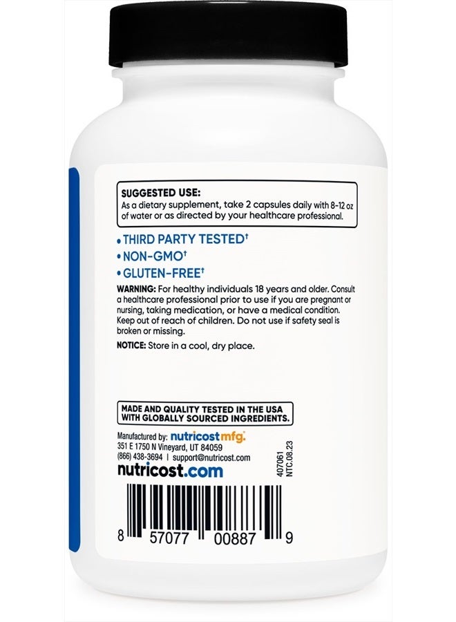 Nutricost HMB 1000 ملغ (120 كبسولة) - 500 ملغ لكل كبسولة، 60 حصة - خالي من الغلوتين وغير معدّل وراثيًا - Image 3