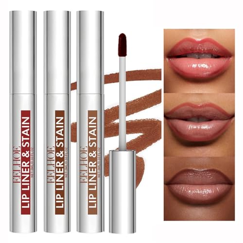 Petansy Peel Off Lip Stain Tattoo Set, 3 Colors Peel Off Lip Liner, Removable Lip Liner Set, Matte Finish Waterproof Lip Liner Pencil, Transfer-proof Peel Off Lip (3Colors/Set, B) - Image 1