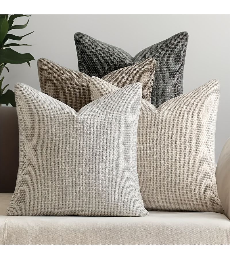 Chenille Throw Pillow Covers 16in Blue Gradient Set Of 4 Farmhouse Decor - Image 1
