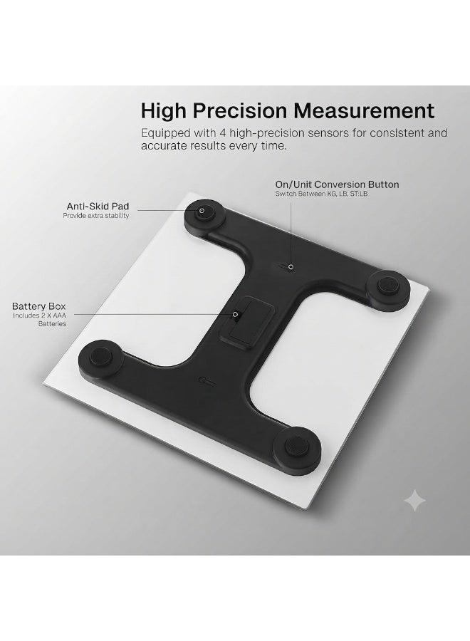 Digital Body Weight Scale With LCD Display Toughened Glass Platform 180kg Capacity Auto On Off Function And Multiple Unit Modes - Image 4