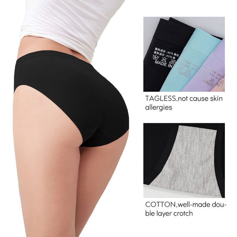 FallSweet No Show Underwear for Women Seamless High Cut Briefs Mid-waist Soft No Panty Lines,Pack of 5(black5,S) - Image 2