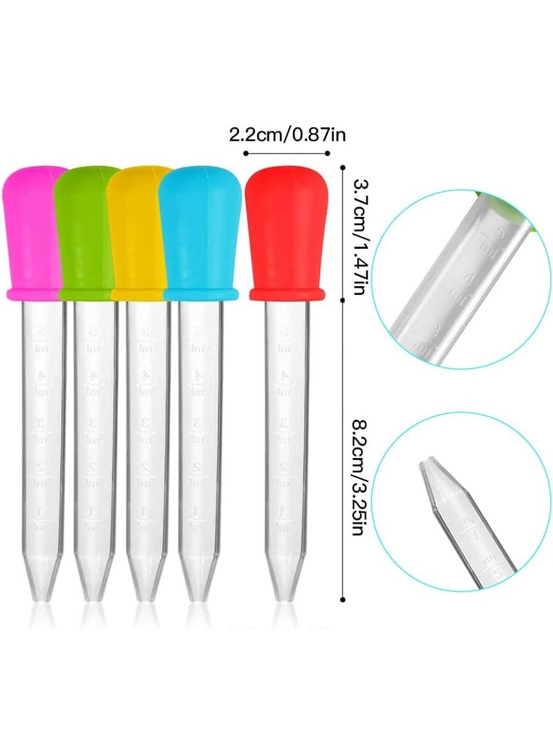 10 Pack Liquid Pipettes Droppers Silicone 5ml Clear Medicine Eye Dropper for Kids with Bulb Tip & Clean Brush for Candy Mold, Gummy Bear, Gelatin Maker, Oil Science, Crafts Projects (10 Colors) - Image 5