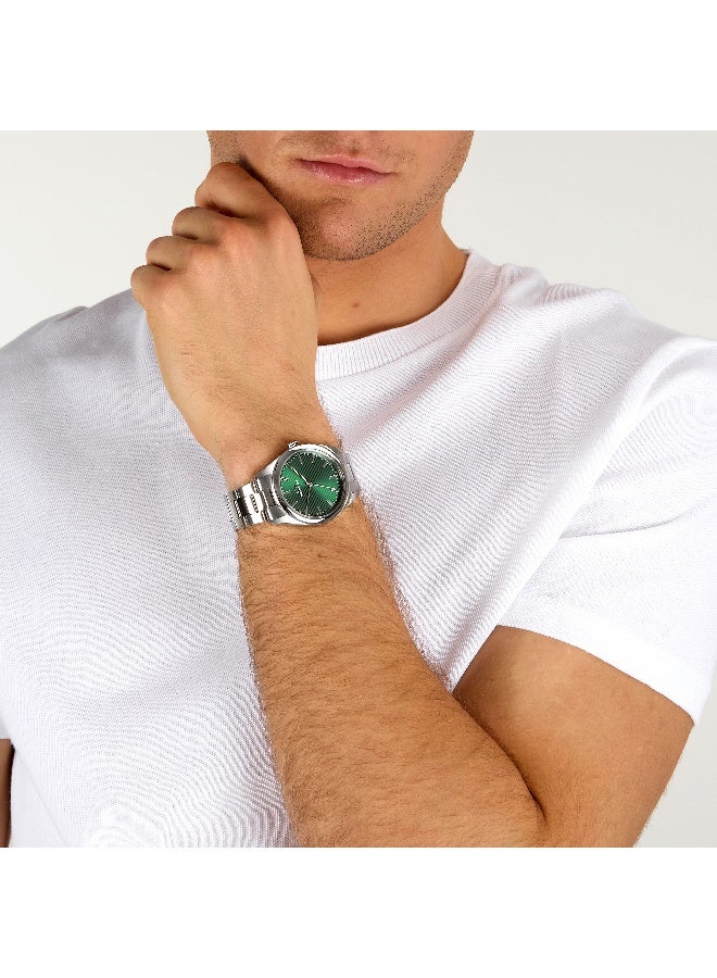 Chronostar Men's Green Round Analog Dial with Silver Stainless Steel Band Watch - 39mm - R3753316008 - Image 5